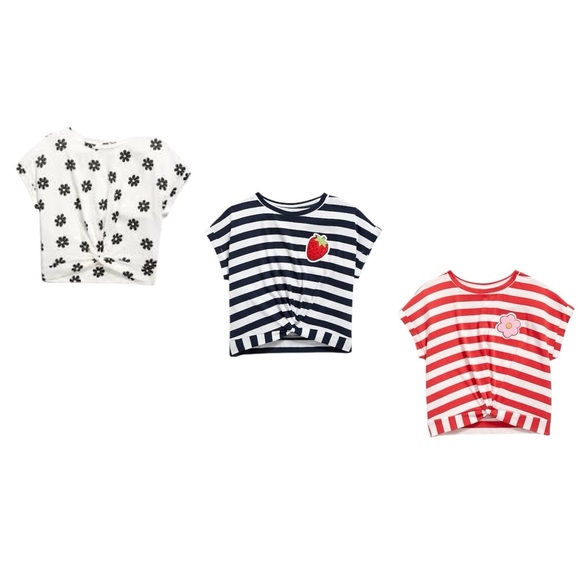 Old Navy Girls tie front tops Striped and Floral Tees bundle of 3 size Small 6/7 - Picture 2 of 16